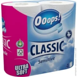 Туалетний папір Ooops! Classic Sensitive тришаровий 4 шт (5998648704303)