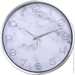 Годинник настінний Optima Настінні годинники Marble сірий мармур d25,2 см O52090 — механізм кварцовий (електронний) — живлення батарейки