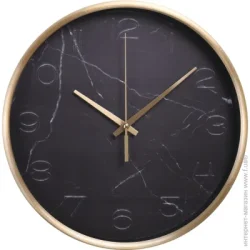 Годинник настінний Optima Настінні годинники Marble чорний мармур d25,2 см O52091 — механізм кварцовий (електронний) — живлення батарейки