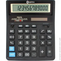 Калькулятор настільний Optima, 12 розрядів, розмір 203*158*30.5 мм (O75575)