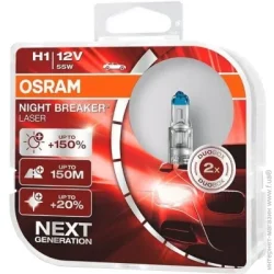 Автомобильная лампа галогеновая Osram Night Breaker LASER NG + 150% HardDuopet (64150NLHCB) H1 P14.5s 12 В 55 Вт 2 шт 3950