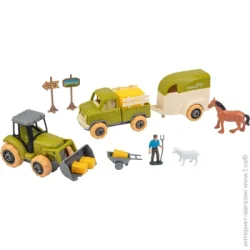 Фигурка с аксессуарами Otamanko Игровой набор Фермерское хозяйство (трактор, грузовик, прицеп, фермер, лошадь, овца) (8827)