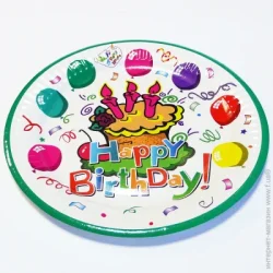 Тарілка дрібна Party House Тарілка паперова «З днем народження» 180 мм 6 шт.