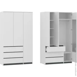 Pehotin Шкаф гардеробный 3 НС 2070х540х540 мм белый