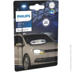Автомобильная лампа светодиодная (LED) Philips Ultinon Pro3100 SI 0.6W C5W 38 mm 1 шт.(PS11854CU31B1)
