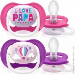 Пустышка+контейнер Philips-AVENT SCF080/04 Пустушка Philips AVENT Ultra Air "I love…", для дівчат, 6-18 міс, SCF080/04