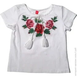 Piccolo Вышиванка Розовый венок р.158 белый 420329