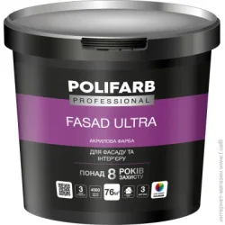 Polifarb Краска акриловая ФасадУльтра мат белый 4.2кг