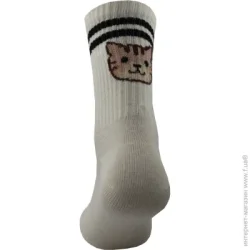 Premier Socks Носки детские для девочек с полосками Пушистик котик р. 23-25 молочный