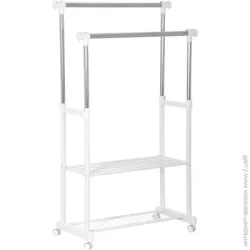 Вешалка Proзапас Держатель для одежды 830(max1360)x400x1270(max1570) мм двойной с полками белый