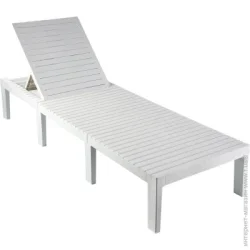 Progarden Лежак HAITI 195х65х32 белый для сада 65x195 см