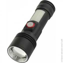 Ліхтар Quantum Ліхтарик акумуляторний QM-FL1031Adept 10W LED zoom + COB з USB 650 Lm чорний QM-FL1031