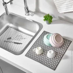 Сушарка для посуду Redrose Килимок для посуду прямокутний силіконовий 28х33 см білий