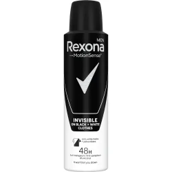 Дезодорант для мужчин Rexona Men Невидимый на черном и белом 48 ч спрей 150 мл (4605922011859)
