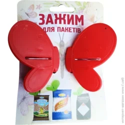 Кліпса Roksana Затискачі для пакетів Метелики червоні 7 см 2 шт.