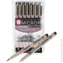 Sakura Набір Лінери PIGMA Micron 6 штук + PIGMA Brush (POXSDK7B)