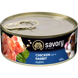 Консерви Savory Корм вологий для цуценят для всіх порід Кролик 100 г