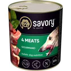 Консервы Savory Корм влажный для взрослых собак для всех пород 4 вида мяса 800 г