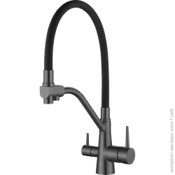 Смеситель для мойки Scandispa BW7058-Z11 чёрный гибкий излив, с каналом для питьевой воды