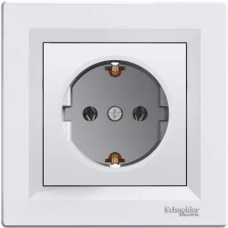 Розетка з заземленням (євророзетка) Schneider Electric Asfora білий (EPH2900121)