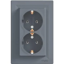 Розетка з заземленням (євророзетка) Schneider Electric Asfora сталевий (EPH9900162)