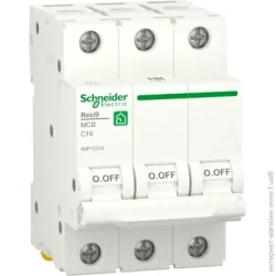 Schneider Electric Автоматичний вимикач 16 A 3P крива С 6кА Resi9 R9F12316