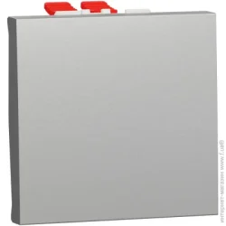 Выключатель Schneider Electric Переключатель одноклавишный перекрестный одноклавишный Unica  2 модуля без подсветки алюминий NU320530