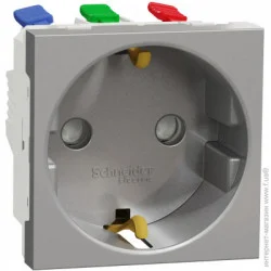 Розетка з заземленням (євророзетка) Schneider Electric Unica алюмінієвий (NU305730)