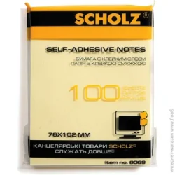 Scholz Бумага для заметок с липким слоем 76х102 мм 100 листов желтая