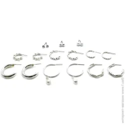 Sensio Сережки сет Silas 9 пар медичний сплав срібний