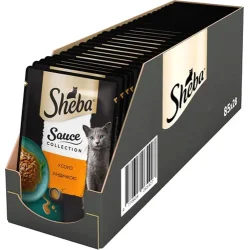 Влажный корм Sheba Корм влажный для котов Sauce Collection с индейкой в соусе 28 шт. 85 г