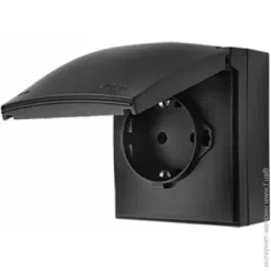Розетка з заземленням (євророзетка) Simon Connect Aquaclick ACGSZ1C/49 чорний матовий