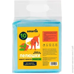Пеленки, подстилки Smartis Пеленка с ароматом зеленого чая 45x60 см, 28г/3г 10 шт. для собак