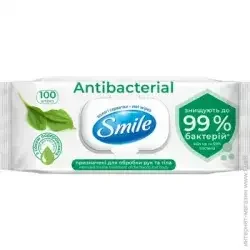 Smile Влажные салфетки Antibacterial с подорожником 100 шт.