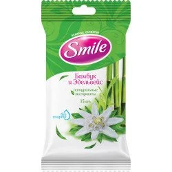 Влажные салфетки Smile Daily. Бамбук и Эдельвейс, 15шт. (4820048481960)