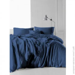 Комплект постельного белья Soundsleep Muslin Dark Blue евро (93197663)