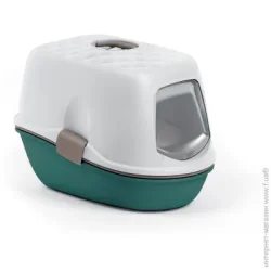 Закрытый лоток (домик) Stefanplast Туалет-домик с фильтром Furba Top Chic 59х39х47 см белый/изумрудный