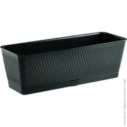 Stefanplast Горшок пластиковый Liberty прямоугольный 9 л графит (87509)