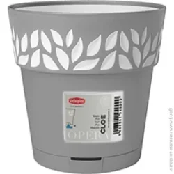 Stefanplast Горшок пластиковый Opera Cloe круглый 1,5 л серый/белый (94023)
