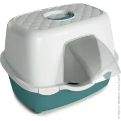 Закритий лоток (будиночок) Stefanplast Туалет-будиночок "Trs Chic Indoor" 56х39х39 см білий/смарагдовий