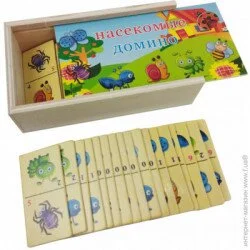 Настольная игра Synergy Деревянная игрушка Домино в пенале MD 2482 (Насекомые) (MD 2482-7)