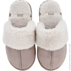 Домашние тапочки Twins Тапки домашние HS-LUX замшевые с меховым выворотом р.38/39 мокко