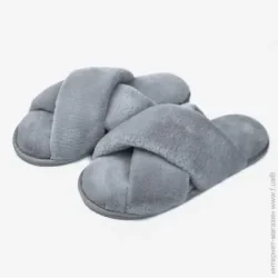 Домашние тапочки Twins Тапки домашние HS-LUX меховые перекрестки р.40 темно-серый
