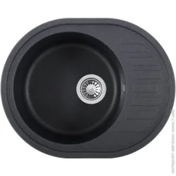 Кухонная мойка Underprice Omega black + сифон (OM620b)