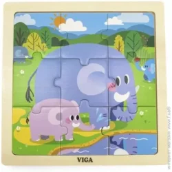 Пазл классический Viga Слоники (44626) деревянный