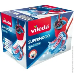 Набор для мытья полов Vileda Набор для уборки для пола Super Mocio 3Action красный с отжимом