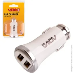 Адаптер Voin Автомобильный прикуриватель C-2411W 2USB (12 / 24V - 5V 2,4A)