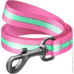 Waudog Поводок Nylon светонакопительный 2х122 см розовый