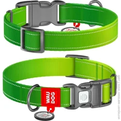 Waudog Ошейник Nylon Mono светоотражающий S салатовый нейлон Ш 15 мм Д 25-35 см