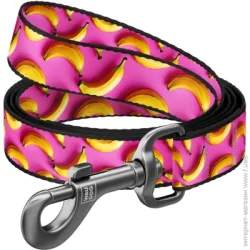 Waudog Поводок рисунок "Бананы на розовом" S Ш15 мм Д122 см